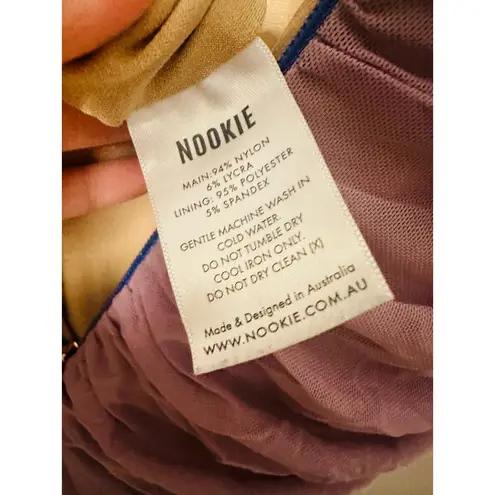 Nookie Blue Purple Ombre Corseted Sheer Overlay Bodycon Midi Dress Size Small