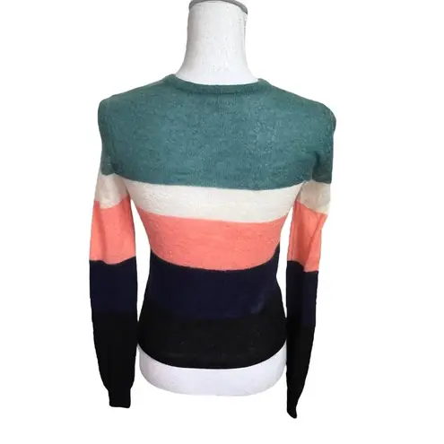 Carven Pullover Multicolor Sweater Striped Colorblock Mohair Wool Womens Size XS Pink