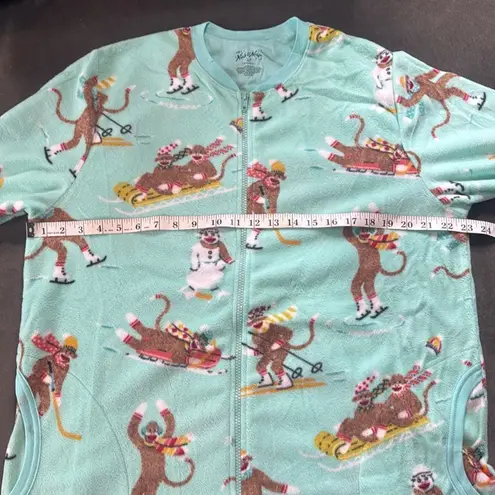 Nick & Nora Adult Teen Unisex Fleece One Piece Sock Monkeys Pajama Size XXL NEW