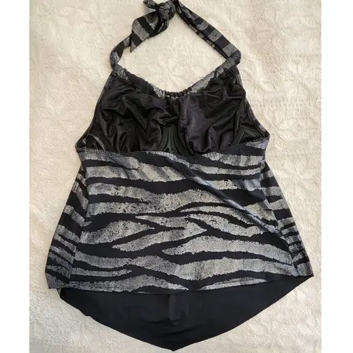 MiracleSuit  Magicsuit Shine On Nicole Black Silver Tankini Top Size 8