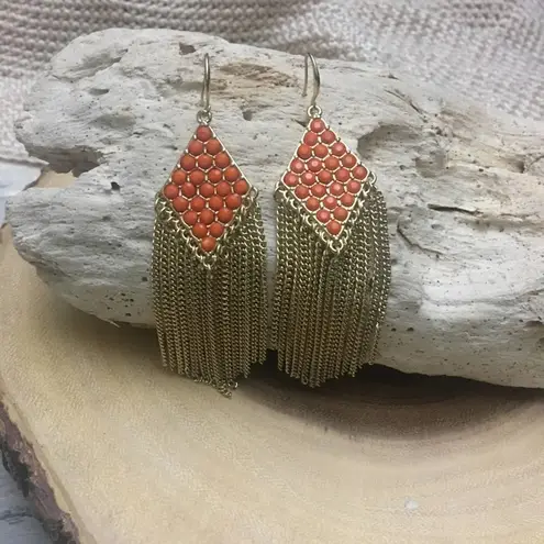 Amrita Singh  diamond-shaped coral drop earrings