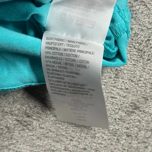 Belle by Kim Gravel Top Large Turquoise Gold Beaded Tunic Popover Slub Knit QVC Blue