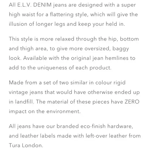 Pacific&Co E.L.V. Denim Sustainable Denim Using High Quality Jeans.