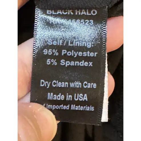 Black Halo Iron Glow Metallic Dress Size 6 Cutout Back Long Sleeve Bodycon