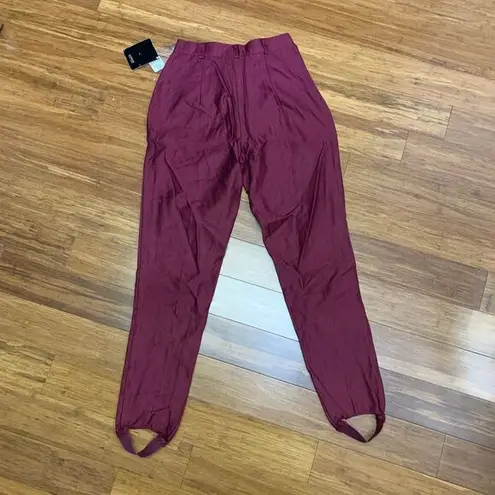 New York Studio Pants Womens 4 Burgundy Stirrup Proportioned Fit Rayon Vintage Purple