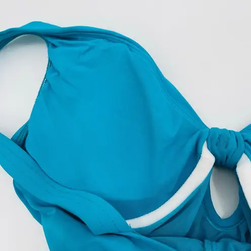 Robin Piccone Ava Swimsuit Size 8 NEW One Piece Blue Knot Plunge Turquoise NWOT