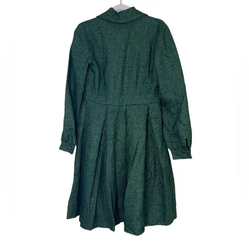 Vintage Green Pleated Midi Shirt Dress Costume Cosplay Women's S