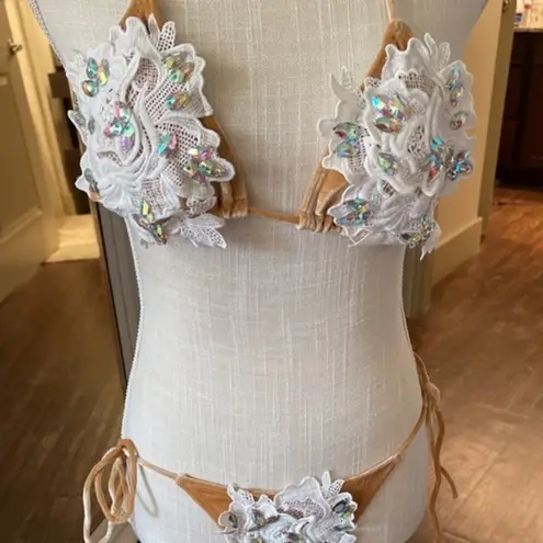 Bikini Custom Velour Lace Embellished Festival High Quality Boutique Swimwear