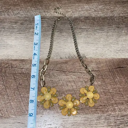 Sunflower Sunburst Three Large Clusters Chain Statement Necklace Yellow Gold Ton