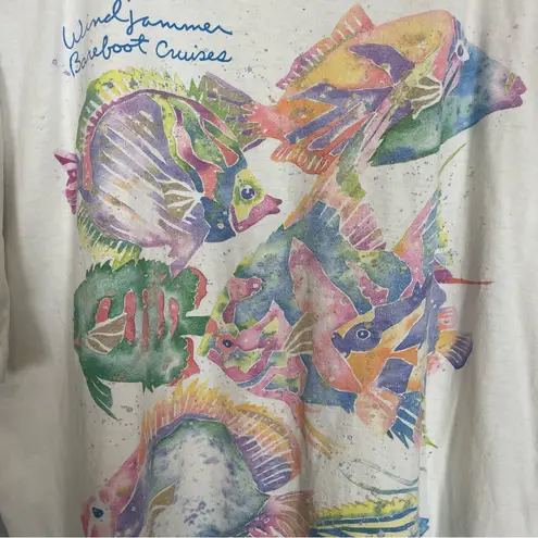 Vintage Oversized Tee Fish Print Watercolor Pastel Short Sleeve T