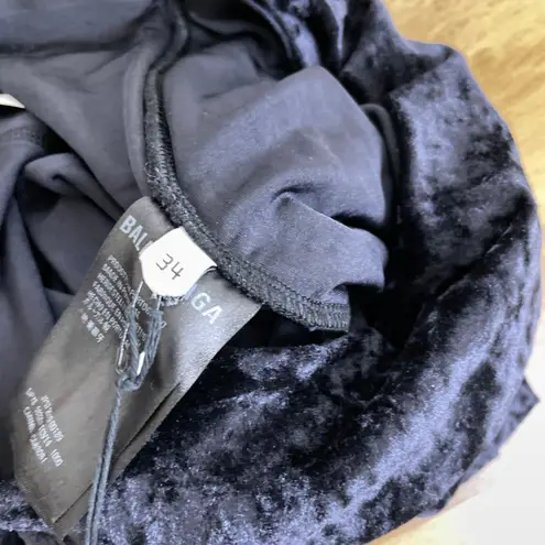 Balenciaga Demna Draped Front Leggings Womens 34 Black Crushed Velvet Stretch