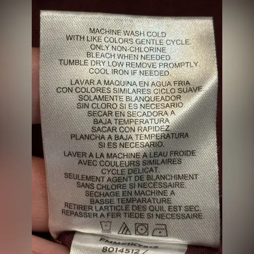 Frye & Co. Burgundy Fox Tail Heritage Raw Hem Thumb Holes Top size L Size L