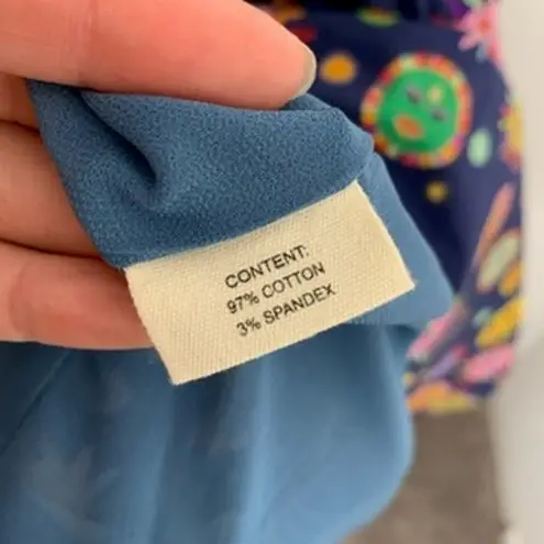 Celia B Atlas Dress Midi Navy Multi Womens New Size Medium Summer Belted Blue