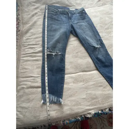 Pistola Distressed Shark Bite Raw Edge Hem Stretch Denim Skinny Jeans 30