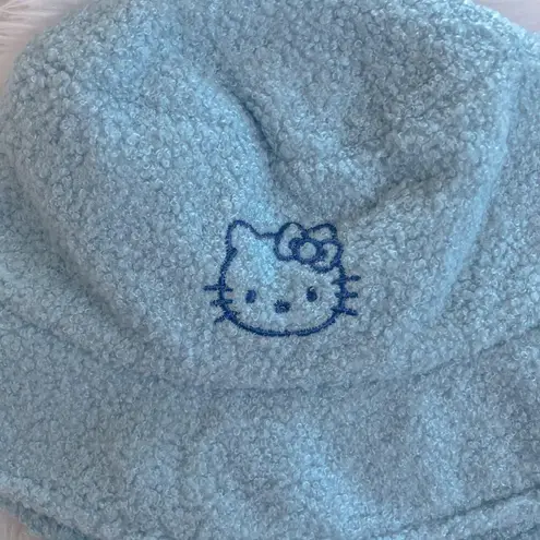 Hello Kitty light blue faux shearling bucket hat, brand new with tags