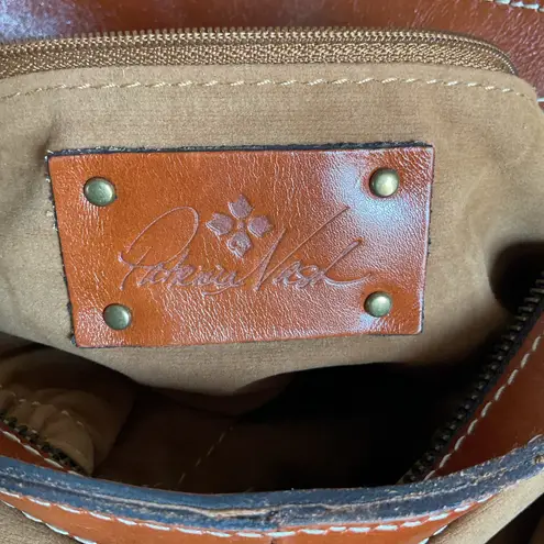 Patricia Nash Genuine Leather Shoulder Satchel Bag Brown Medium