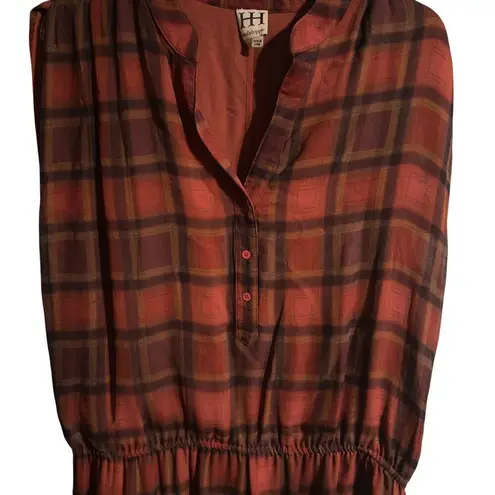 Haute Hippie Silk Plaid Dress L Red Black Lace Trim Gossip Girl