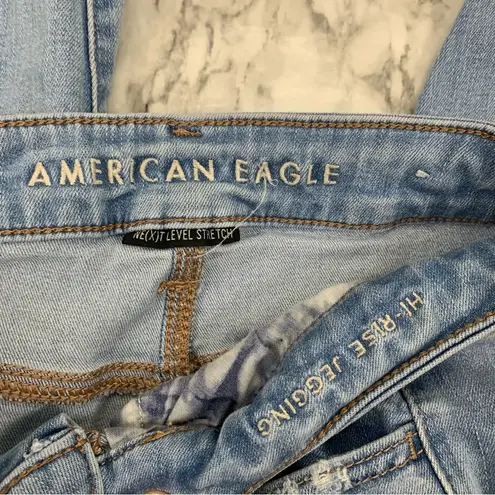 American Eagle Hi Rise Jegging Distressed Light Wash Denim Skinny Jeans size 6