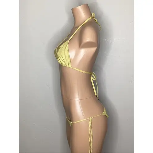 PilyQ New. PQ yellow teeny bikini with gold dusting. Small. Retails $176