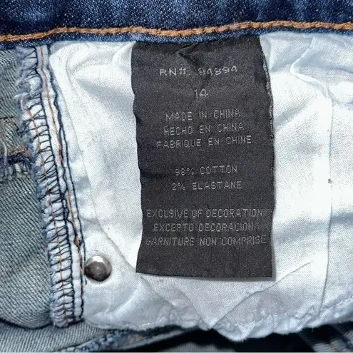 Live Hard Denim Women’s 14 Meets Blue Wash Crystal Studded Culotte Jean Shorts