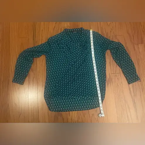 Ro & De - Cross Front Blouse Black with Blue Raindrop‎ Design High Low Hem Size S