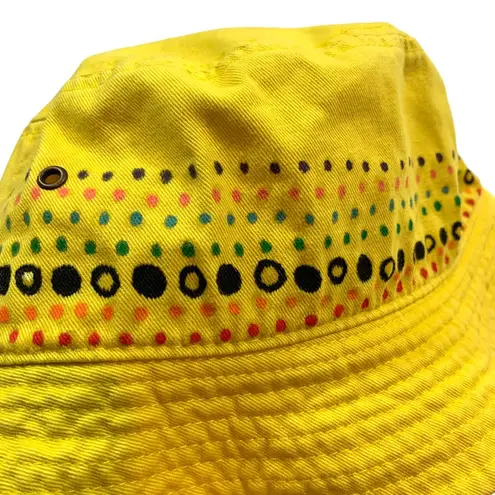 Hand Painted Rainbow Dots Yellow Bucket Hat