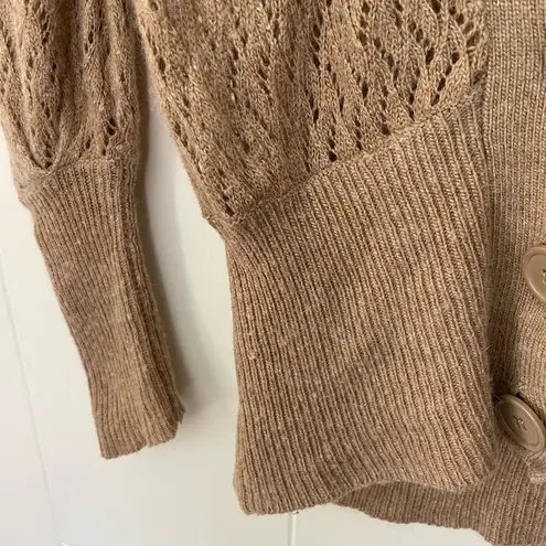 MNG Suit Open Knit Cardigan Sweater Deep V