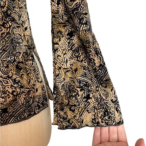 Y2k bell sleeve vixen blouse witchy Tan