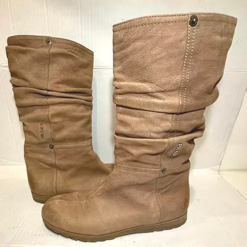 Prada  Sport Women's Brown Slouchy Suede Mid Calf Flat Pull On Boots Size 38/US7