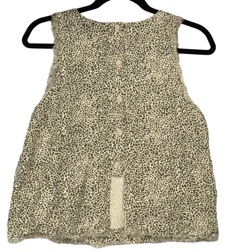 Thread and Supply  Womens Size S Sleeveless Tank Wild Thing Leopard Print Raw Hem