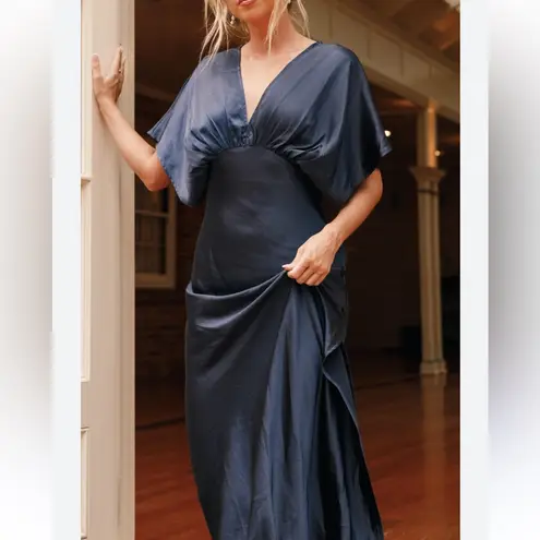 Petal and Pup NWT $99 Blue Satin Ricki Maxi Dress M
