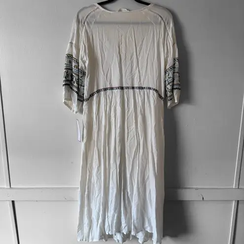 Goodnight Macaroon  Embroidered Boho Peasant Maxi Tiered Dress Button SZ M NWT thumbnail 3
