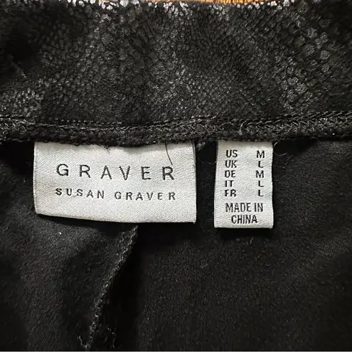 Susan Graver black spandex faux suede animal print leggings, medium