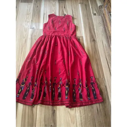 Preview International PREMIER INTERNATIONAL Cotton Red Vintage Maxi African print Dress