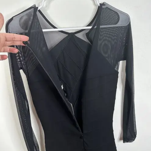 Reiss NWT Calo Mesh Sleeve Stretch Bodycon Black Dress Women's Size 2