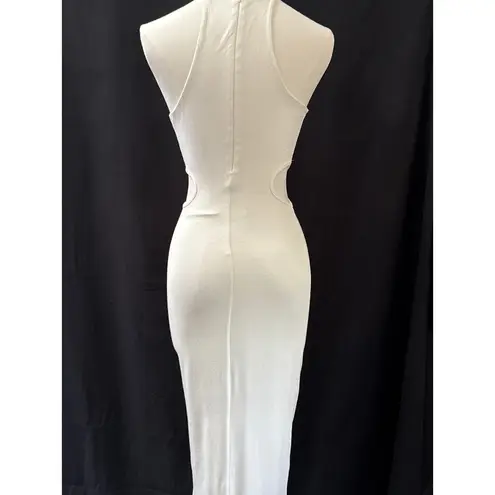 Naked Wardrobe Women’s Long White Cut out Bodycon Dress Sz S