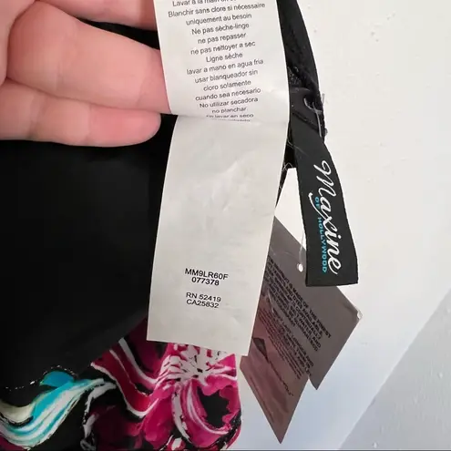 Maxine of Hollywood Tankini Top Black Pink Floral