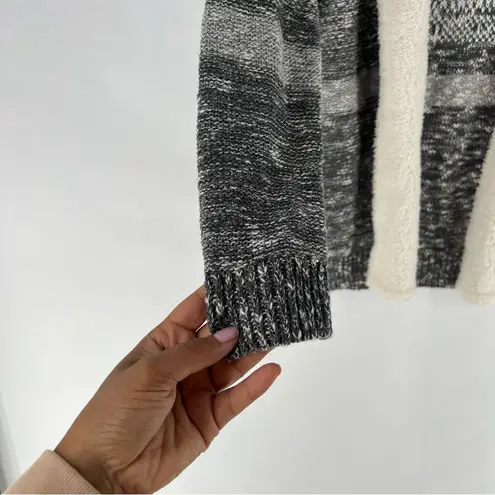 Lety & Me Dockerie Sherpa Trim Hooded Open Front Cardigan Gray Womens Size S