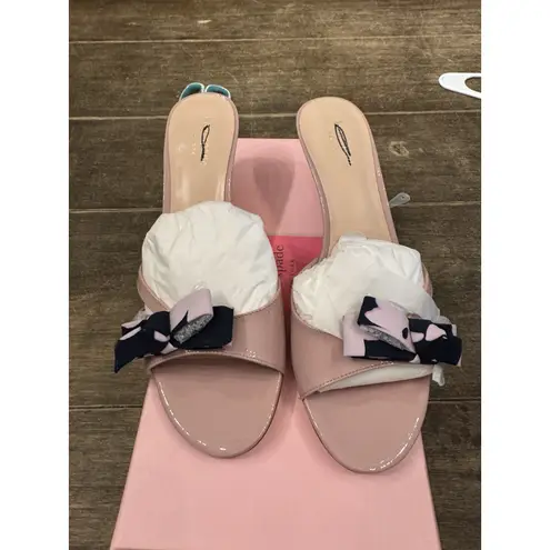 Kate Spade New York Women's Simona Kitten Heel Bow Pink Patent Size 8 Slide