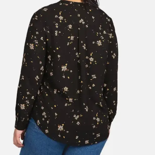 Hilary Radley NWT Womens Long Sleeve Black Brown Floral Long Sleeve Blouse XXL