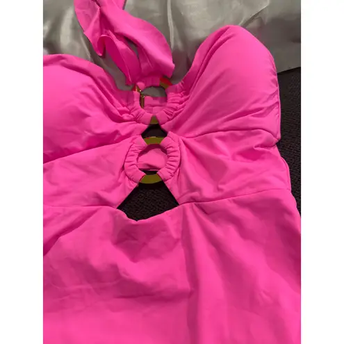 Soluna Swim Standard Buckle Up One Piece Bandeau Swimsuit Size Medium Pink