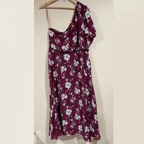 TALULAH La Maison Cannes Burgundy Floral One Shoulder Midi Dress plus size 4XL