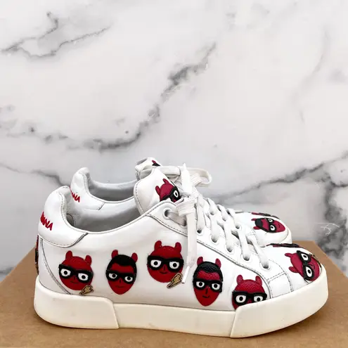 Dolce & Gabbana devil face white leather sneakers size IT 36.5 US 6.5 6