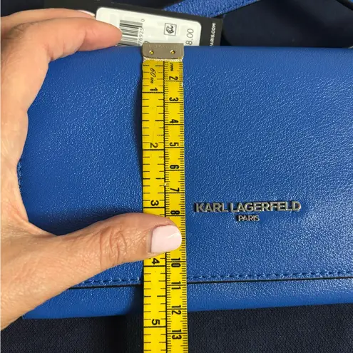 Karl Lagerfeld Paris Lourdes Blue Crossbody Bag with wristlet strap