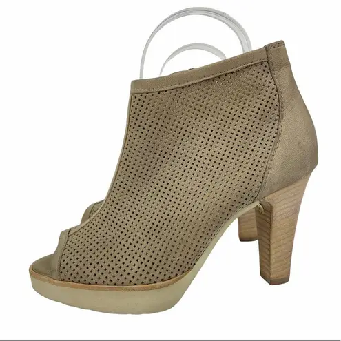 Paul Green  beige suede peep toe heeled booties