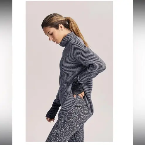 Varley Collins Tunic Sweater Merino Wool Blend Ribbed Knit Mockneck gray medium