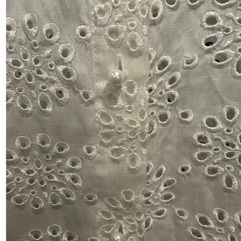 Mise En Scene By Ruffian White Eyelet Lace Button Down Puff Sleeve Top Size 2