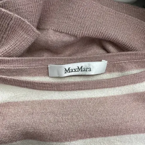 Max Mara Marica Boat Neck Striped Silk Cashmere Sweater Pink Gray Size XS
