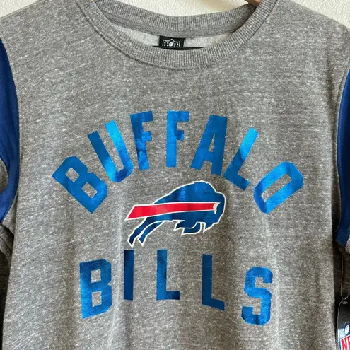 NFL  Buffalo Bills Blue Foil Logo Heathered Gray Crew Neck Sweatshirt Women's S