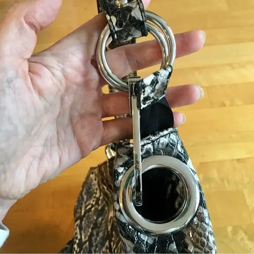 Penelope Ann Faux Leather Snakeskin Shoulder Bag, Black, Gray, White, Silver Black